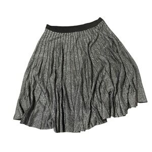 Susan Graver‎ Style 1X Knit Skirt Gray Metallic Ribbed Knee Length Holiday